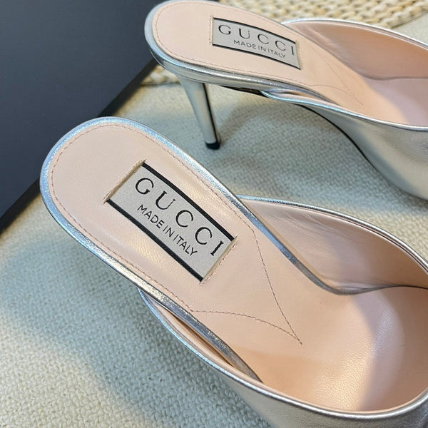 GG  Women's Horsebit mid-heel slide sandal in Silver