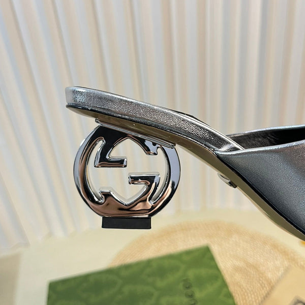 GG  Women's Heeled Sandals Silver