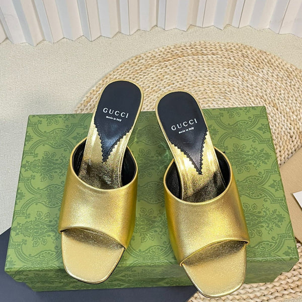 GG  Women's Heeled Sandals Golden
