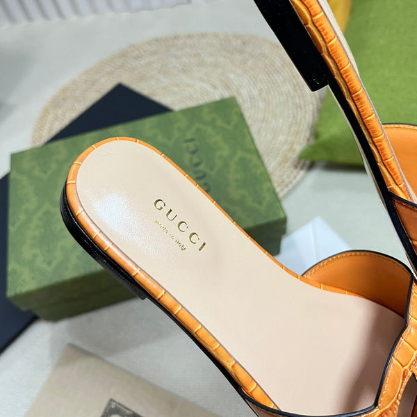 Sandali GG Cut Out Slide Marrone Pan di Zenzero