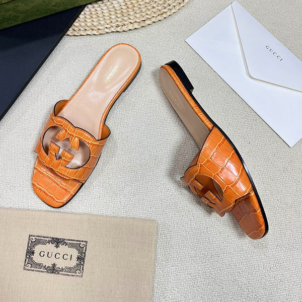 Sandali GG Cut Out Slide Marrone Pan di Zenzero