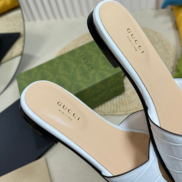 Sandali GG Cut Out Slide bianchi