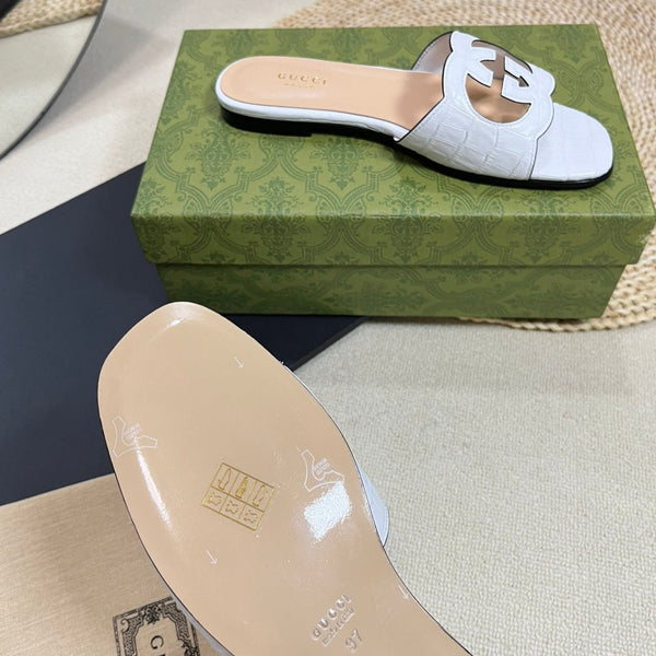 Sandali GG Cut Out Slide bianchi