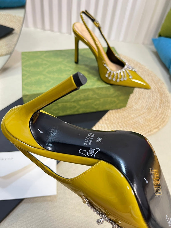 GC Embellished Slingback Acid Green Patent Leather 294622