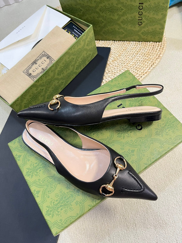 GC Horsebit Slingback Pump 10mm Nero Pelle di pecora 294557
