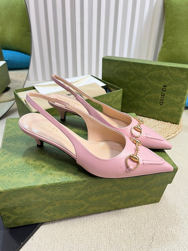 GC Horsebit Slingback Pump 50mm Rosa Pelle di Pecora 294561