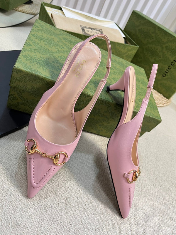 GC Horsebit Slingback Pump 50mm Rosa Pelle di Pecora 294561