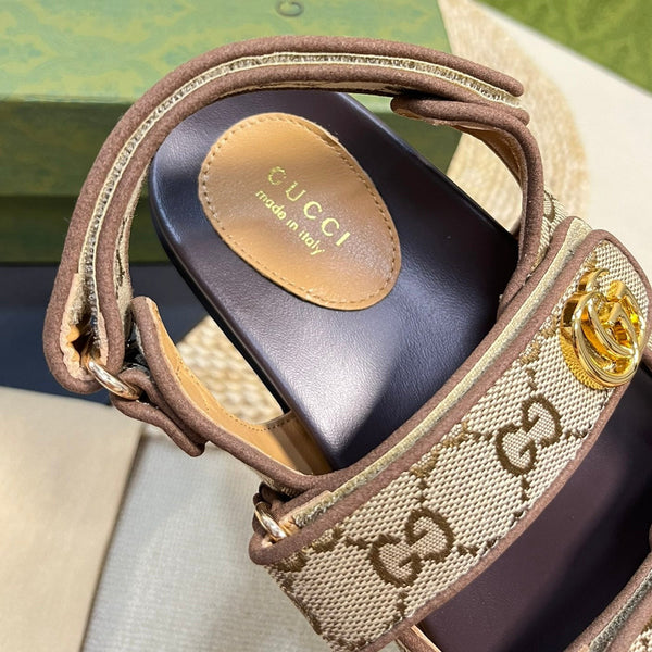 GG  Sandal With Double G Brown Caro