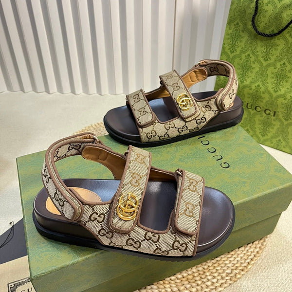 GG  Sandal With Double G Brown Caro