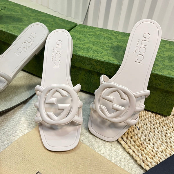 Ciabatta in gomma GG bianca