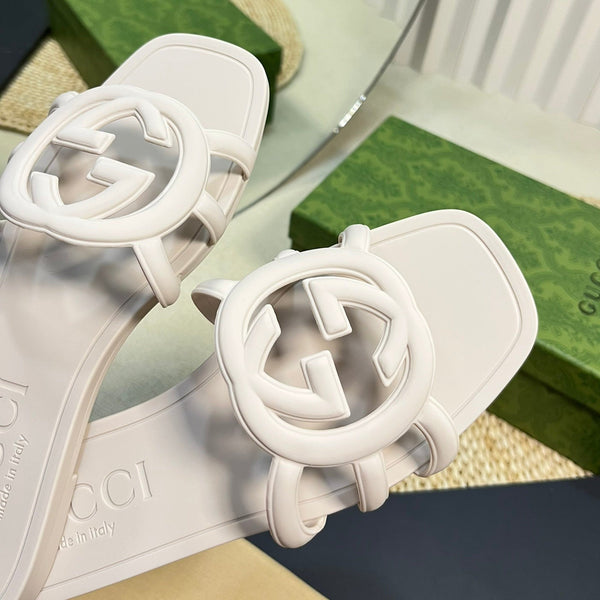 Ciabatta in gomma GG bianca