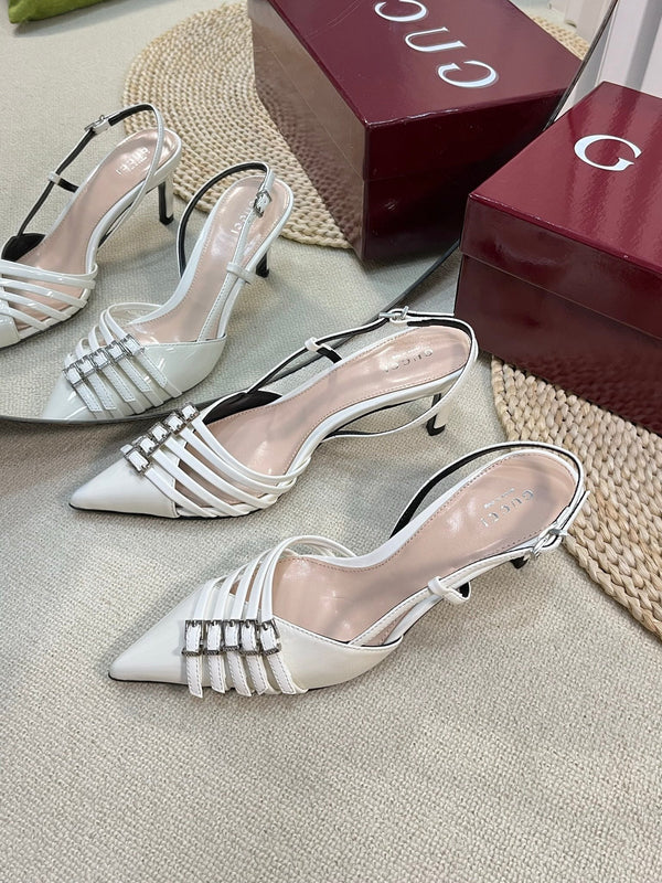 GC Regent Buckles Slingback White Leather 294604