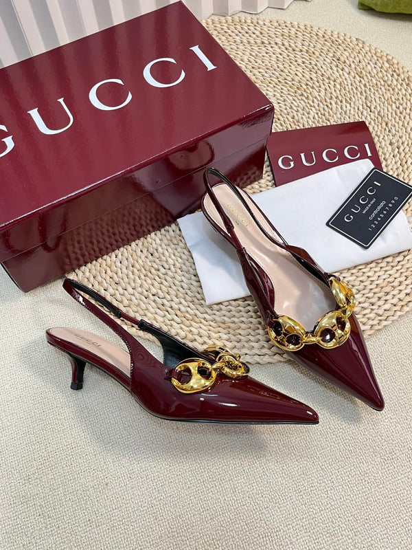 GC Slingbacks With Marina Chain 50mm Red Patent Leather 294582