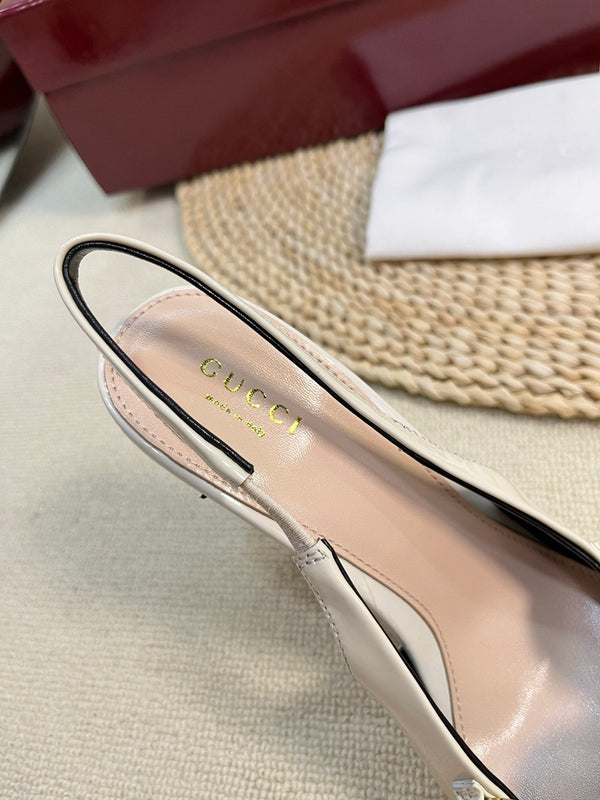 GC Slingbacks With Marina Chain 100mm White Patent Leather 294586