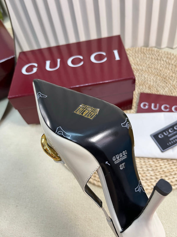 GC Slingbacks With Marina Chain 100mm White Patent Leather 294586