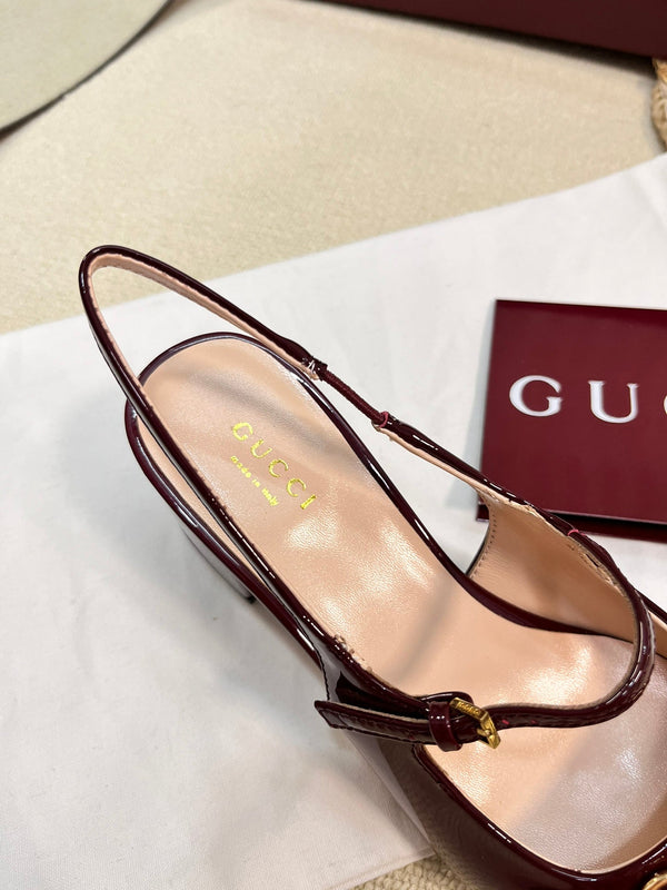 GC Horsebit Slingback 60mm Rosso Ancora red Patent Leather 294589