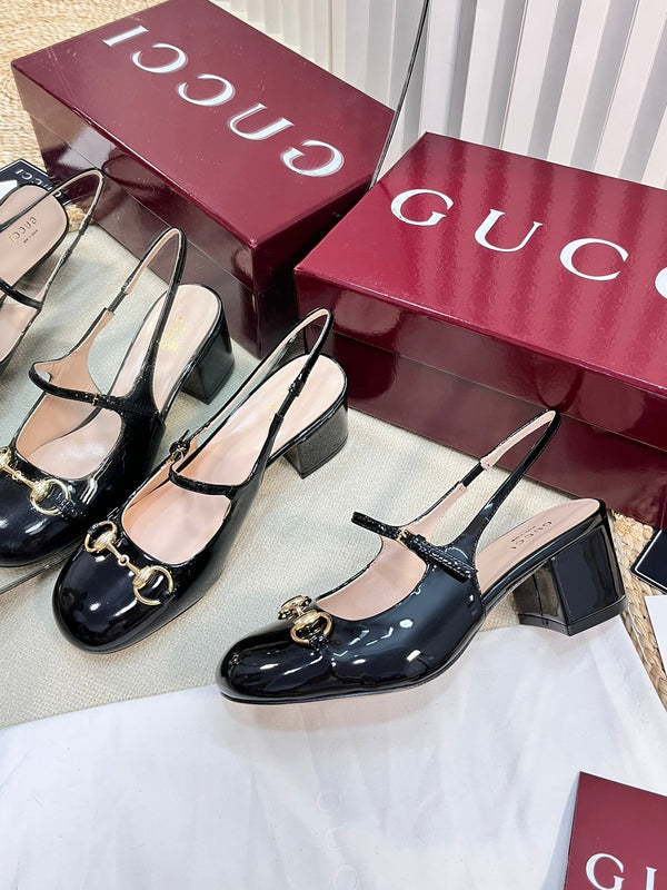 GC Horsebit Slingback 60mm Black Patent Leather 294590