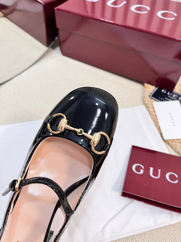 GC Horsebit Slingback 60mm Black Patent Leather 294590