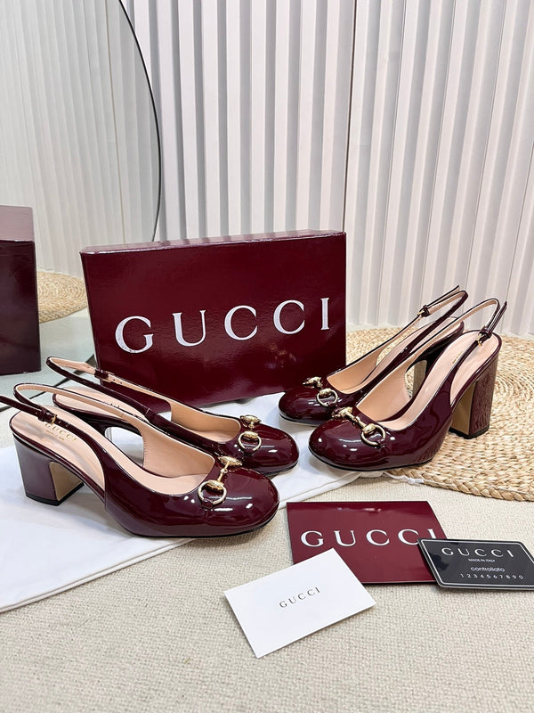 GC Horsebit Slingback 95mm Rosso Ancora red Patent Leather 294593