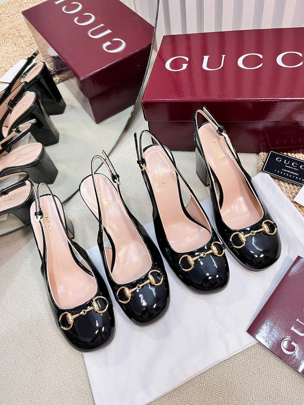 GC Horsebit Slingback 95mm Black Patent Leather 294594