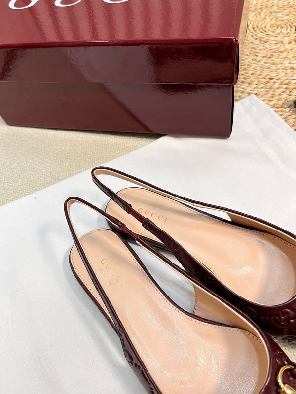 GC Horsebit Slingback Pump 10mm Rosso Ancora red Embossed Sheepskin 294571