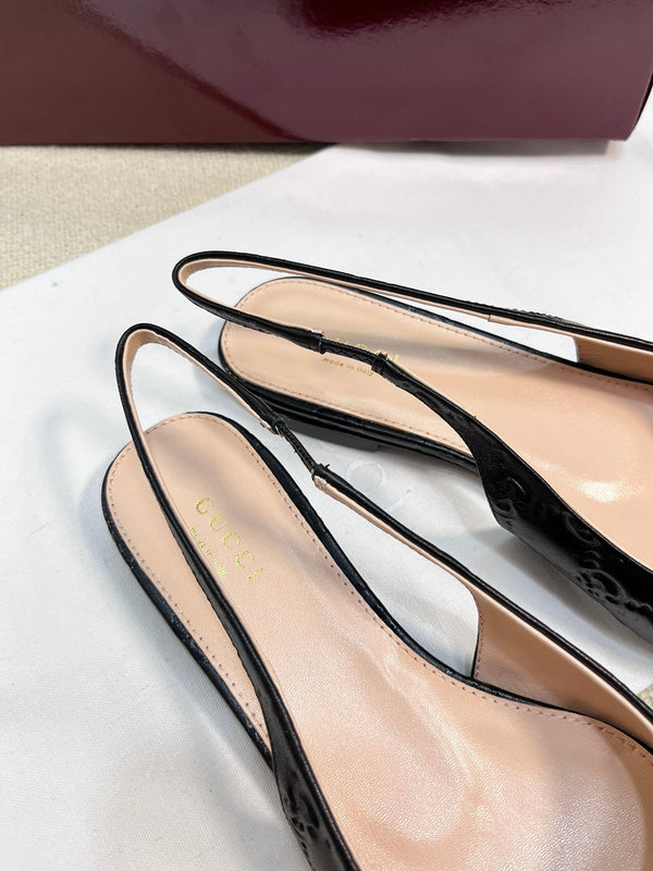 GC Horsebit Slingback Pump 10mm Black Embossed Sheepskin 294573