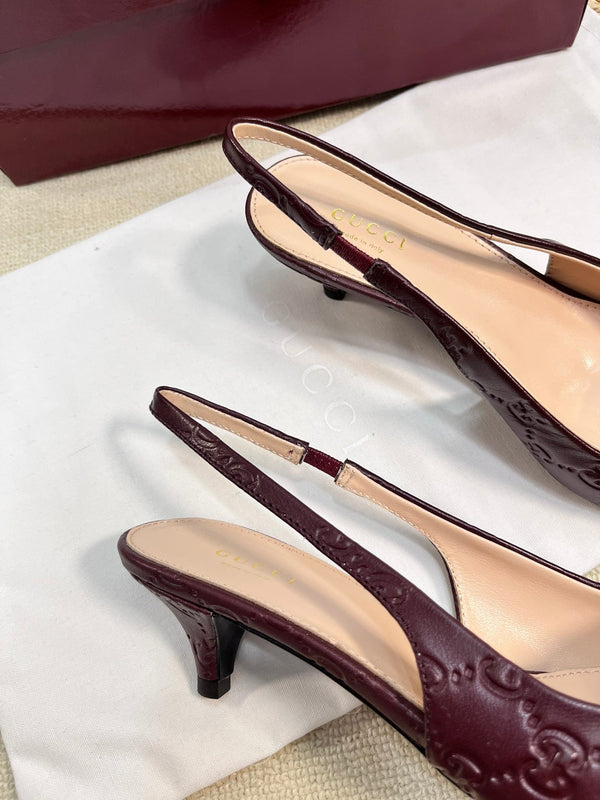 GC Horsebit Slingback Pump 50mm Rosso Ancora red Embossed Sheepskin 294575