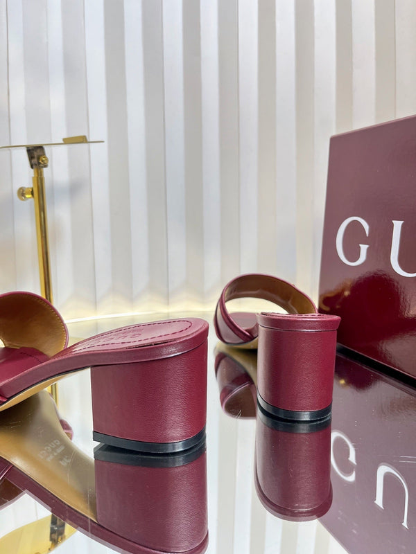 GC 25 Horsebit Sandals 50mm Red Suede Sheepskin 294653