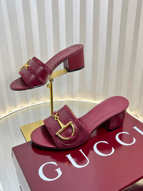 GC 25 Horsebit Sandals 50mm Red Suede Sheepskin 294653