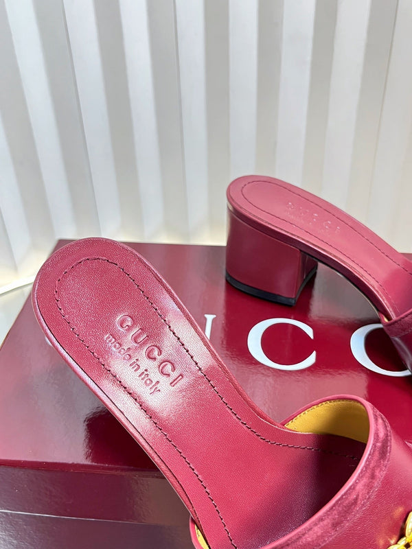 GC 25 Horsebit Sandals 50mm Red Suede Sheepskin 294653