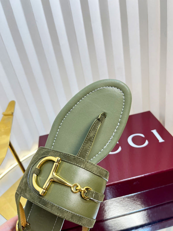 GC 25 Thong Sandal Dark Green Suede Sheepskin 294659