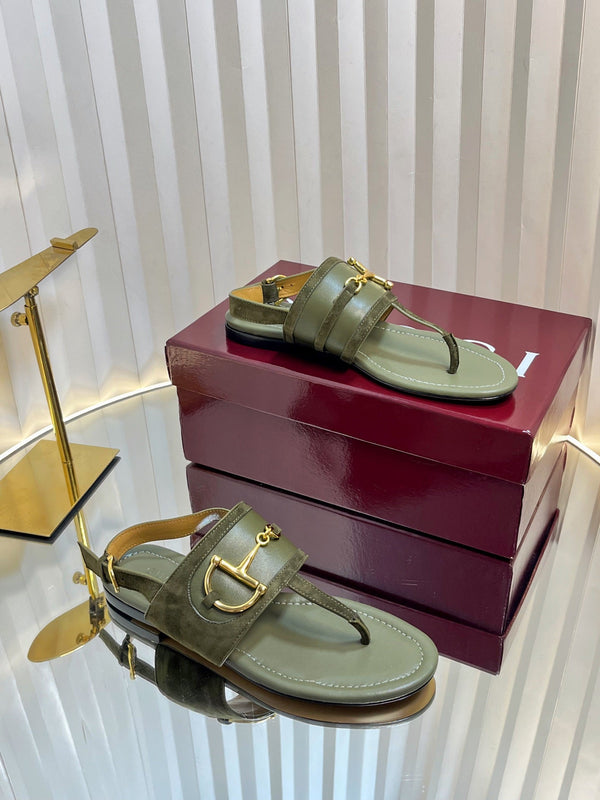 GC 25 Thong Sandal Dark Green Suede Sheepskin 294659