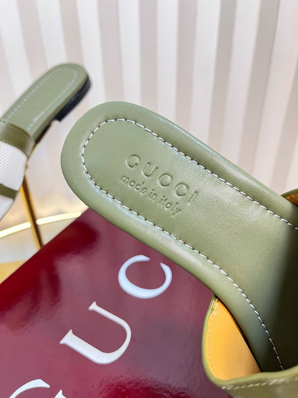 GC 25 Horsebit GG Sandals Dark Green Canvas Sheepskin 294663