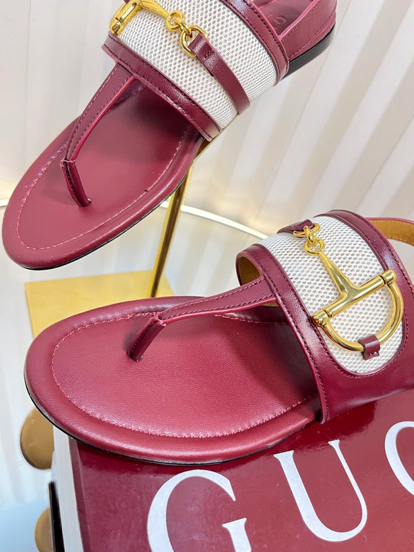 GC 25 Thong Sandal Red Canvas Sheepskin 294669