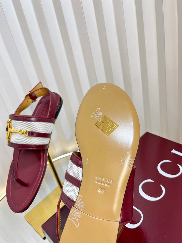 GC 25 Thong Sandal Red Canvas Sheepskin 294669