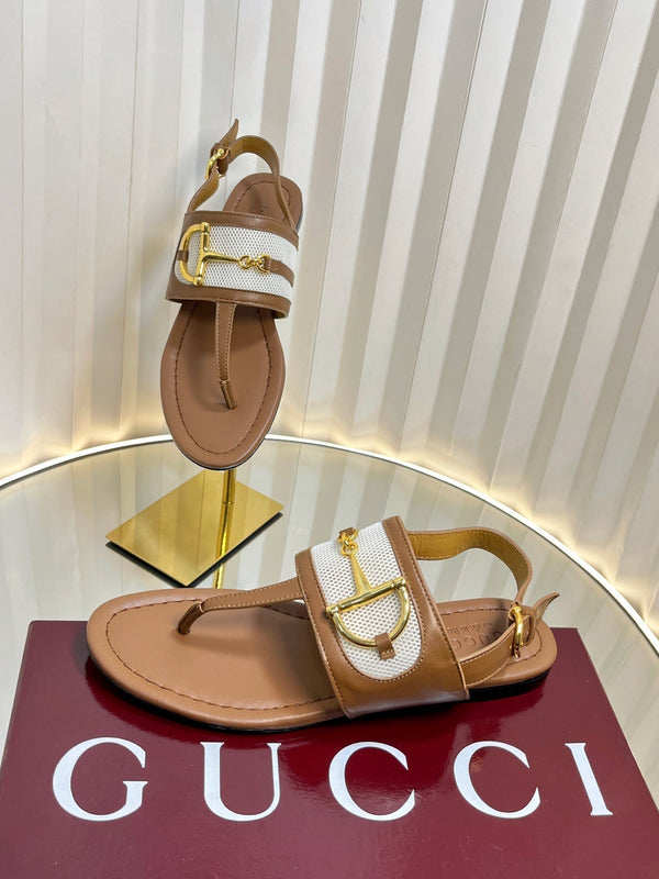 GC 25 Thong Sandal Brown Canvas Sheepskin 294670
