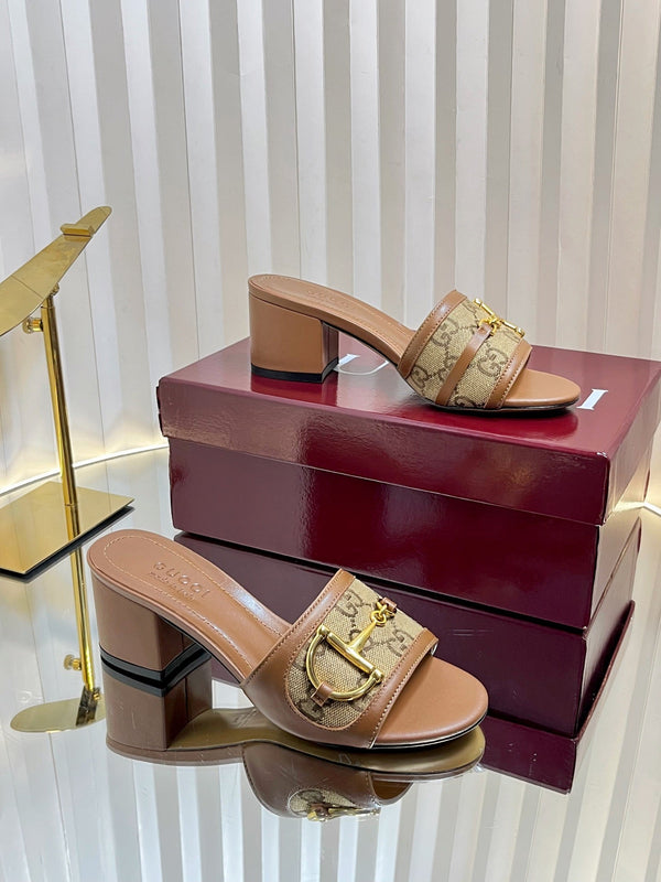 GC 25 Horsebit GG 50mm Sandals Brown Canvas 294678