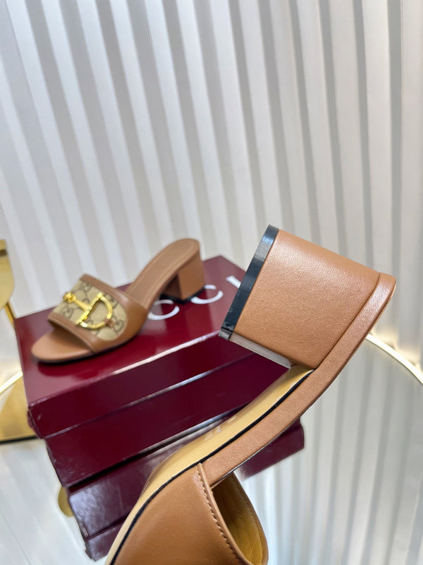 GC 25 Horsebit GG 50mm Sandals Brown Canvas 294678