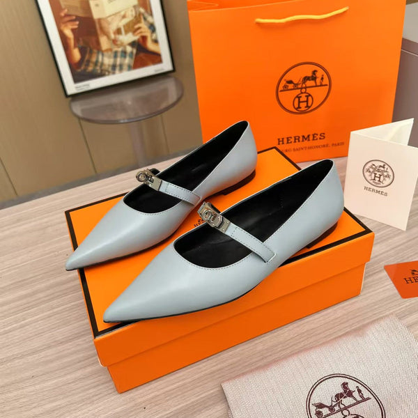 Kiara Slingback Flat Grey Calfskin 214056