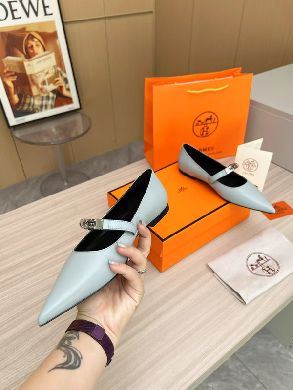 Kiara Slingback Flat Grey Calfskin 214056