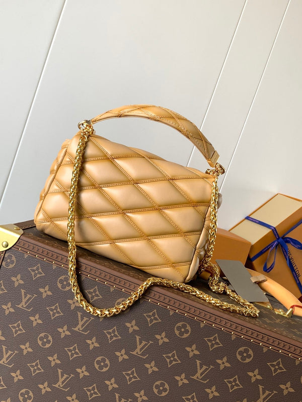 LV GO-14 MM 23cm Light Brown Lambskin GHW