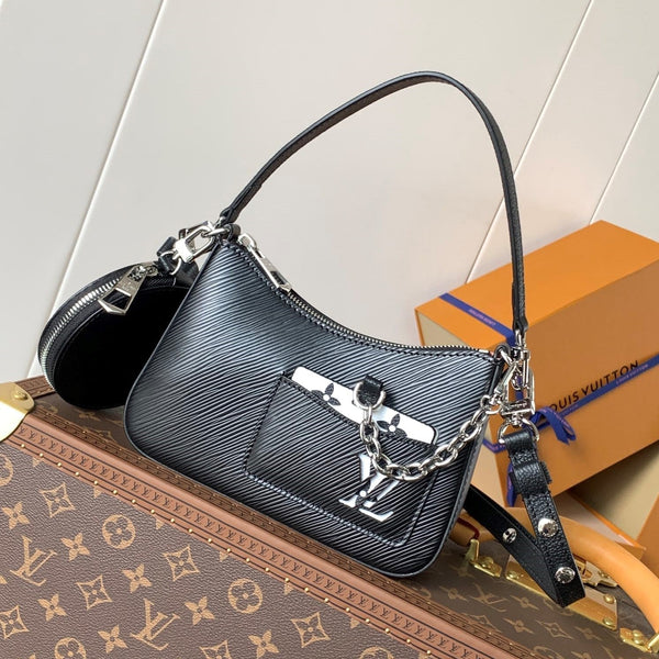 LV Marellini 19cm Black Epi Grain Cowhide Metal HW