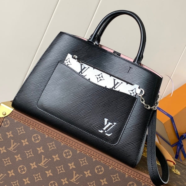 LV Marelle 30cm Tote Bag Black mix White Epi grain leather 241074
