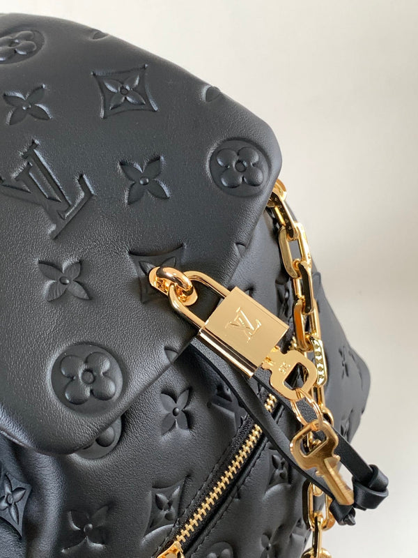LV Coussin 26cm Backpack Black Gold Leather 252649
