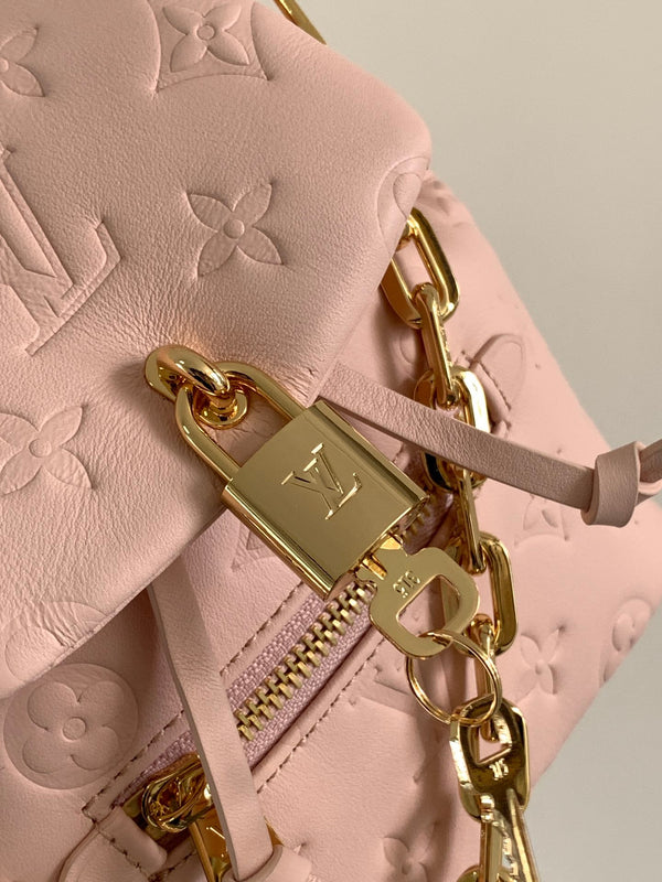 LV Coussin 20cm Backpack Pink Gold Leather 252653