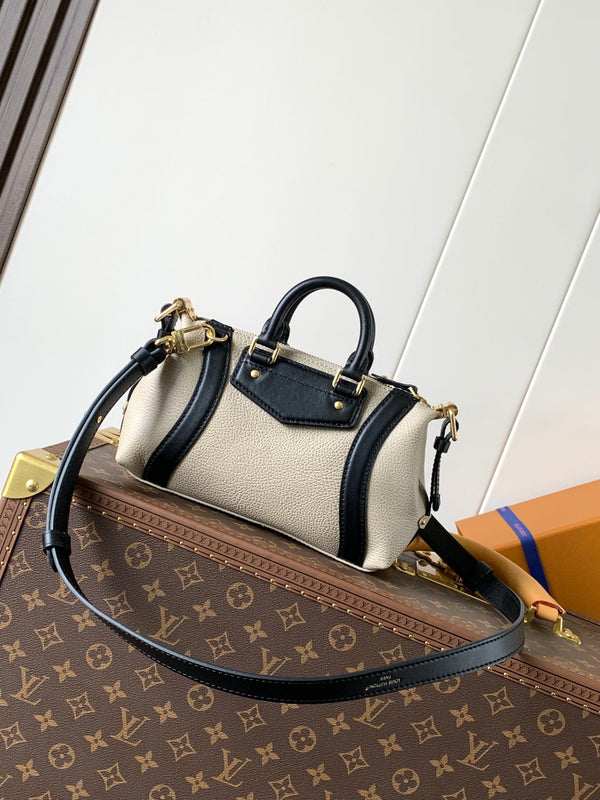 LV Nano LV Biker 23cm Black Beige Sheepskin & Cowhide Metal