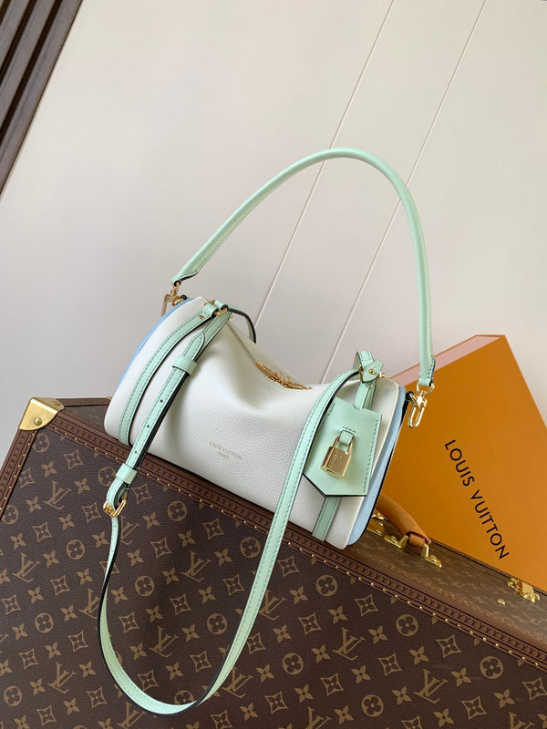 LV M26905 Express PM Handbag 26cm Sea Mist Cowhide GHW