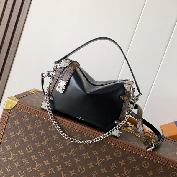 LV M25160 Side Trunk MM Bag 23.5 Black Caviar Calfskin& Cowhide HW