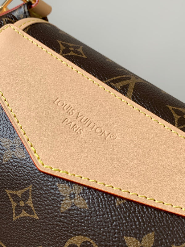 LV Odyssee MM 36cm Marrone Beige Tela Monogram e Pelle di Vacchetta