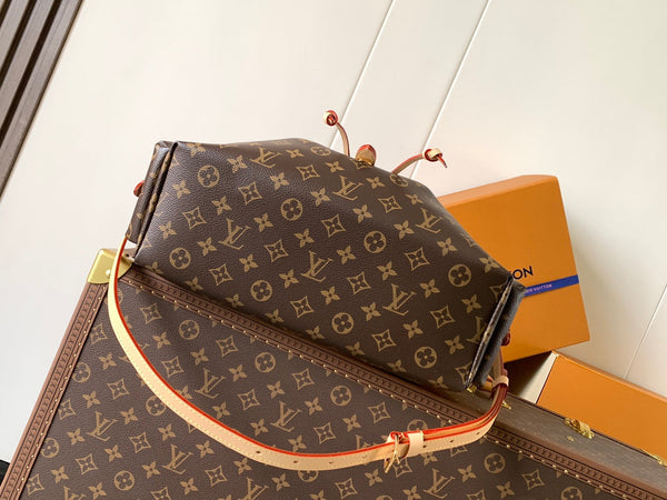 LV Odyssee MM 36cm Marrone Beige Tela Monogram e Pelle di Vacchetta